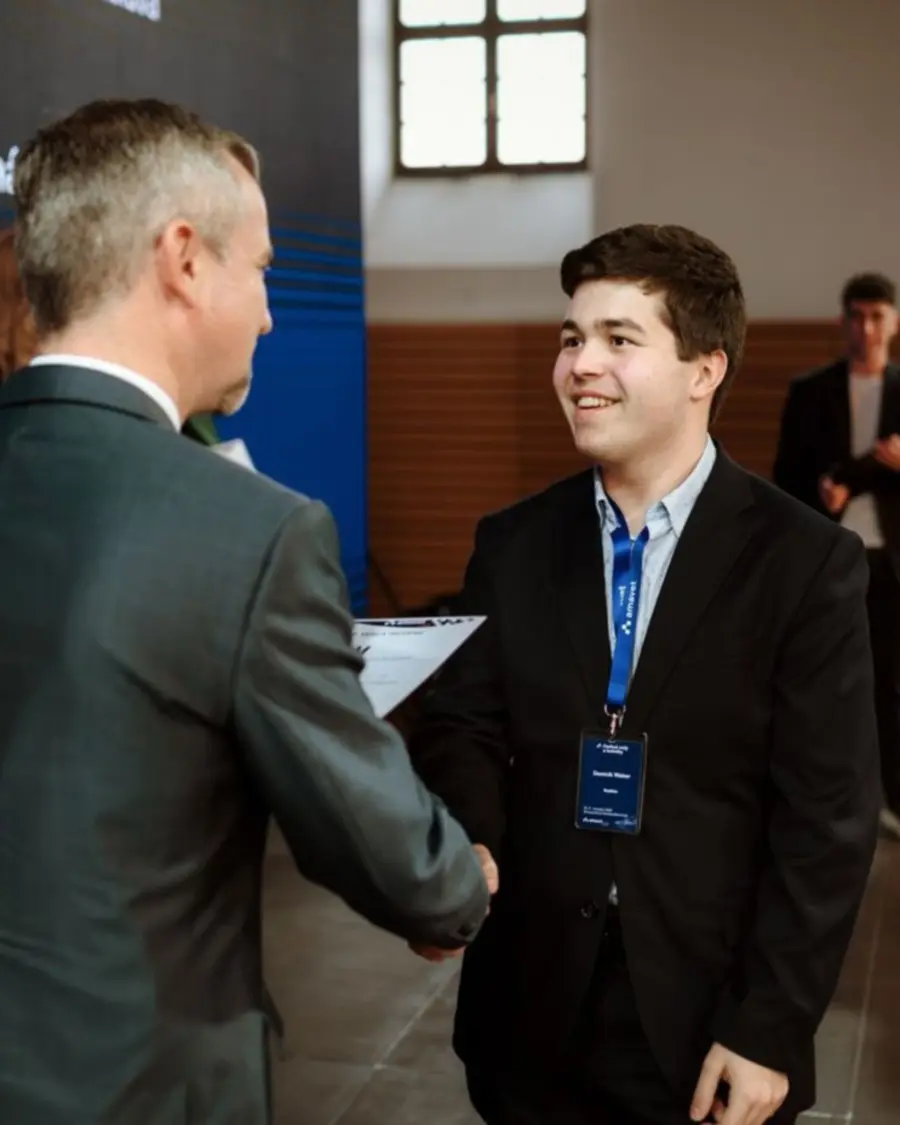 Dominik receiving the award to represent Slovakia at EUCYS 2026